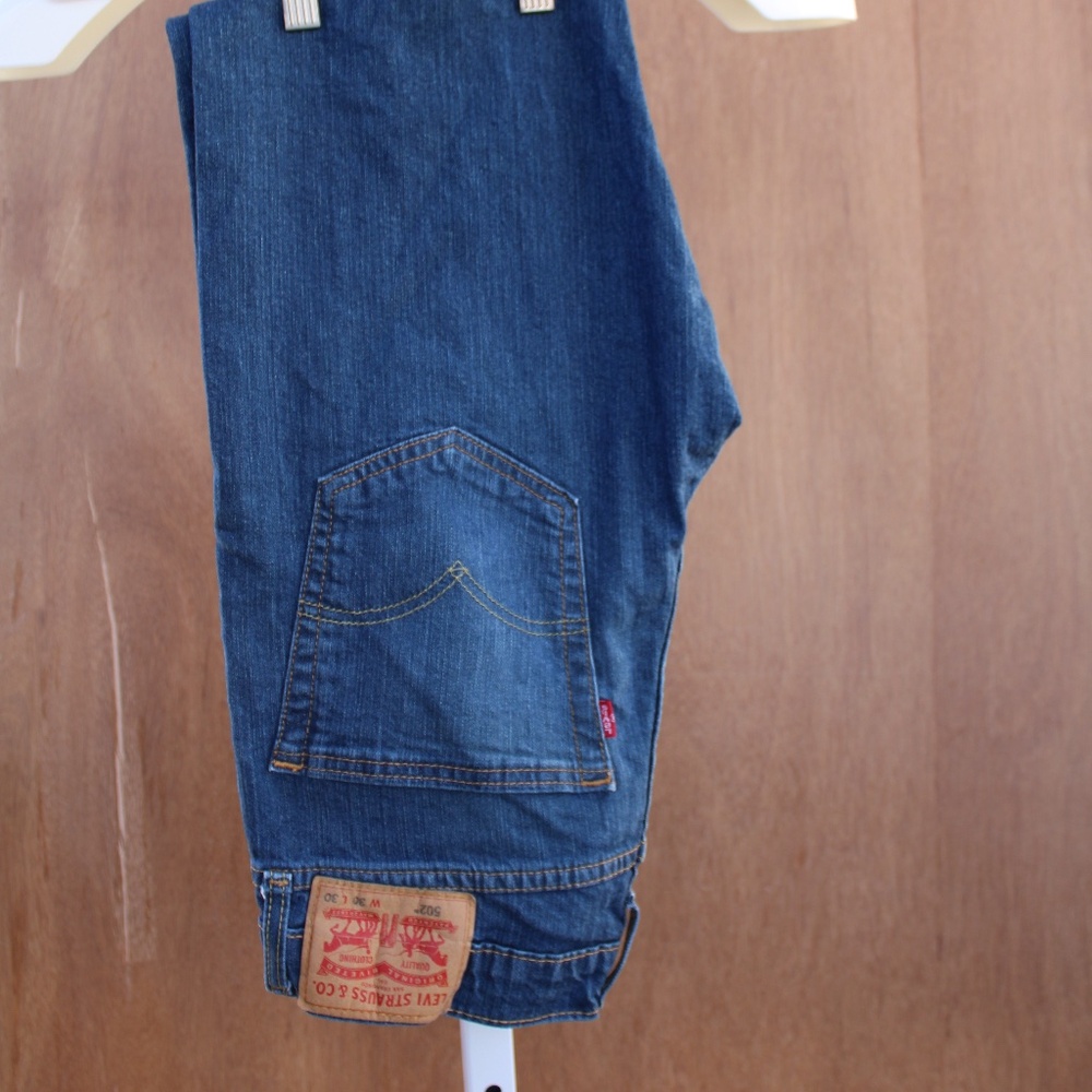 Levi’s 502 Men’s Jeans 30x30 Dark Wash Blue Tapered Fit Zipper Fly